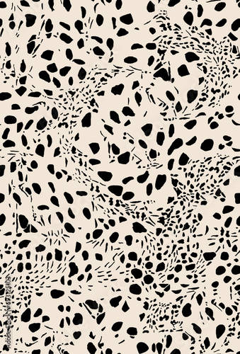 Seamless pattern. Abstract background with round brush strokes. Monochrome hand drawn texture. Stylish polka dots.