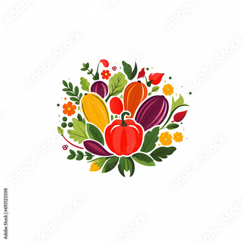 Simple flat logo of vegetables  circulation  fashion  health Generative AI 