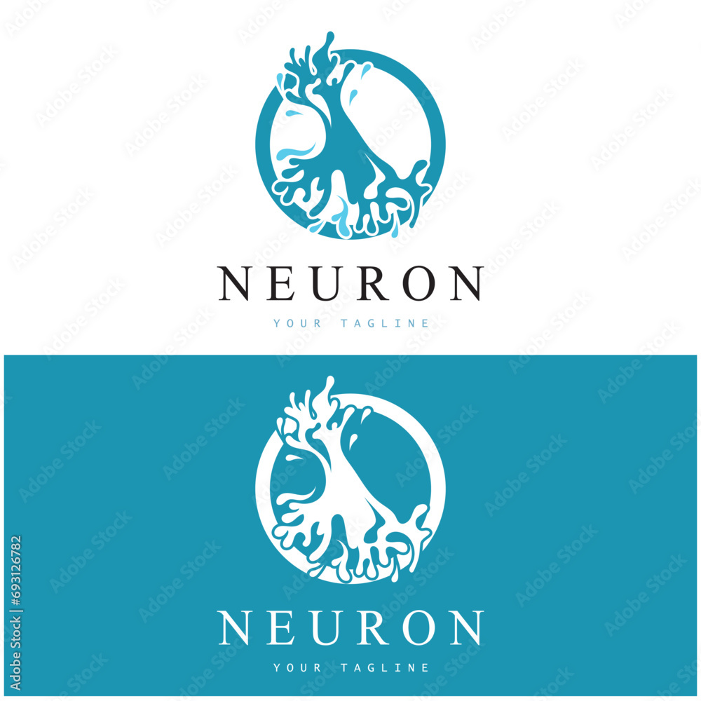 Neuron logo or nerve cell logo design,molecule logo illustration template icon with vector concept Neuron logo or nerve cell logo design,molecule logo illustration template icon with vector concept