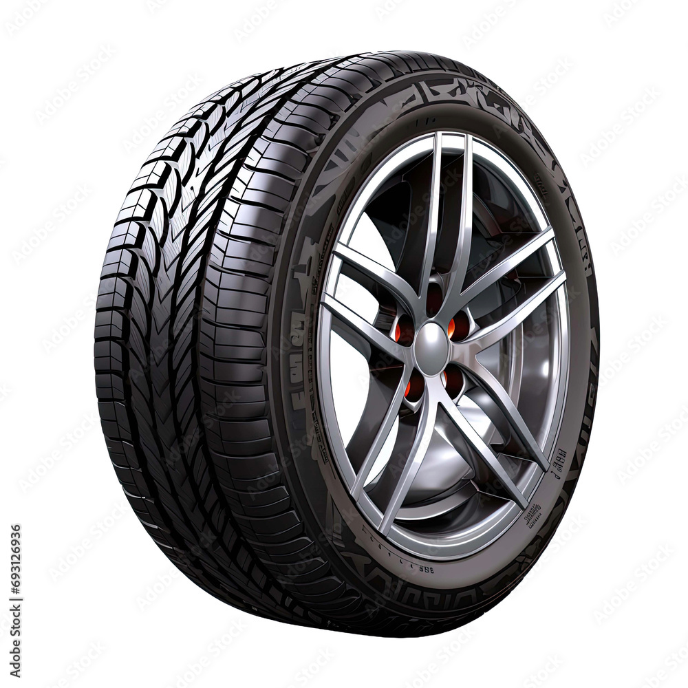 Obraz premium Winter tire with alu rim on free On isolated transparent background