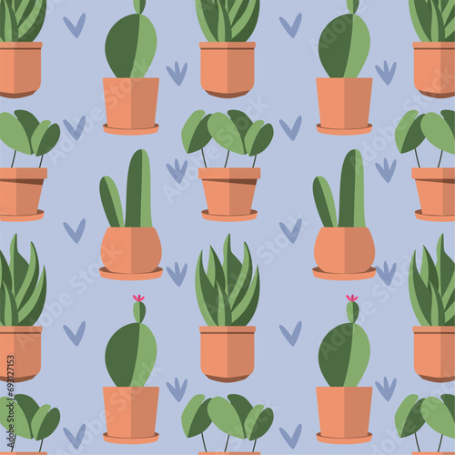 Indoor plant icons Pattern background Vector