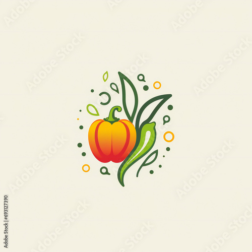 Simple line art flat logo minimalist style vegetables  circulation  fashion  health  super simple Generative AI 
