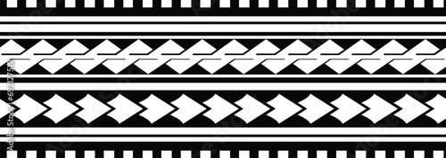 Polynesian maori forearm band. Tribal design border pattern.Tattoo t-shirt maori bracelet. Fabric seamless isolated hawaiian pattern on transparent background.