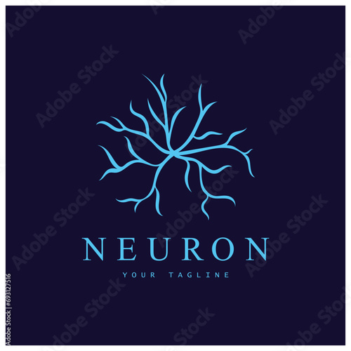 Neuron logo or nerve cell logo design,molecule logo illustration template icon with vector concept