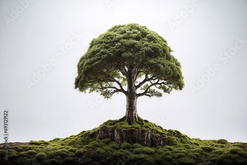 green tree on white background, advocating environmental safeguarding, conservation photo