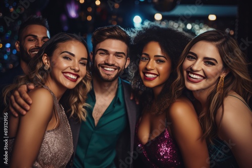 Diverse Friends Celebrating At Club Party, Festive Occasions