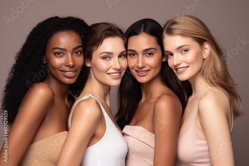 Group Of Beautiful Women With Natural Beauty And Smooth Skin