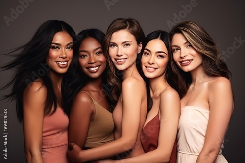 Multiracial Group Of Beautiful Women Promoting Inclusivity And Positivity