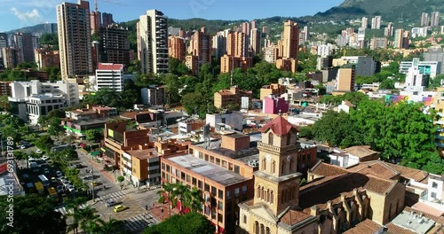 Aerial video showing the fascinating landmarks of Medellin city. photo