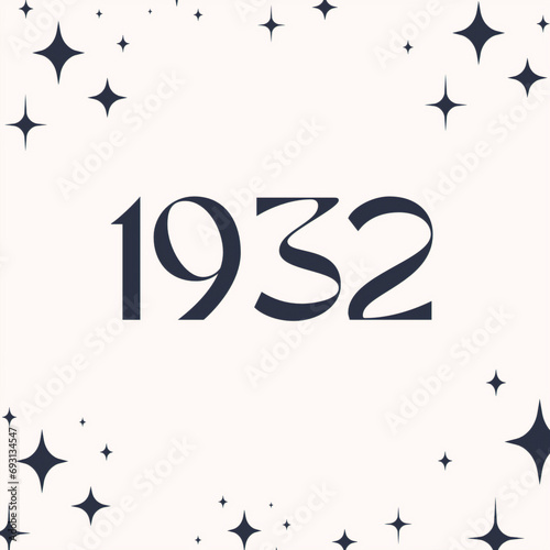 Vintage 1932 birthday, Made in 1932 Limited Edition, born in 1932 birthday design. 3d rendering flip board year 1932.