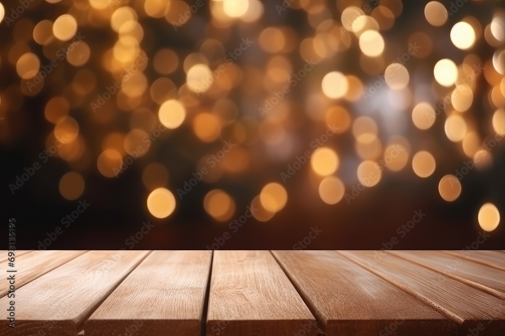 Empty wood table and bokeh light background. Empty wood table and bokeh light background.