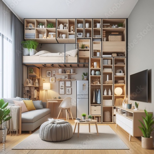 modern living room with fireplace