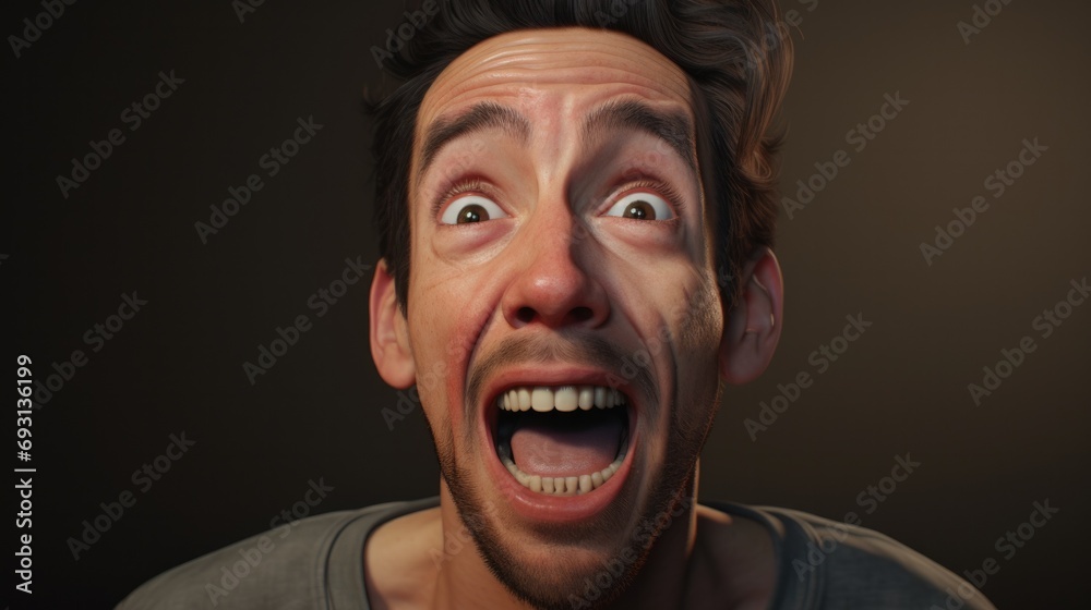 illustration that describes the face of a person who has just received exciting news that fills him with joy. generative ai illustration that describes the face of a person who has just received exciting news that fills him with joy. generative ai