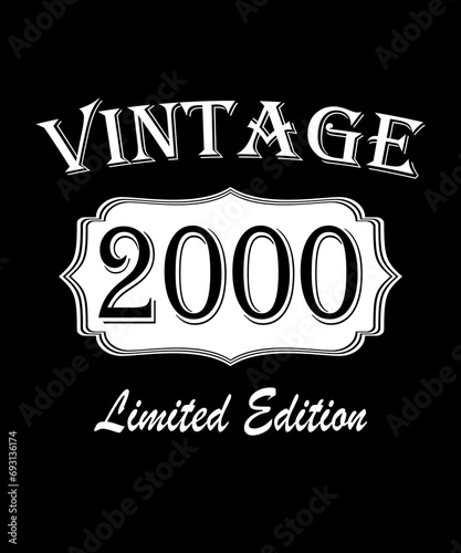 Vintage Born in 2000, Born in Vintage 2000 Birthday Celebration. photo