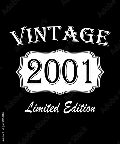 Vintage Born in 2001, Born in Vintage 2001 Birthday Celebration. photo