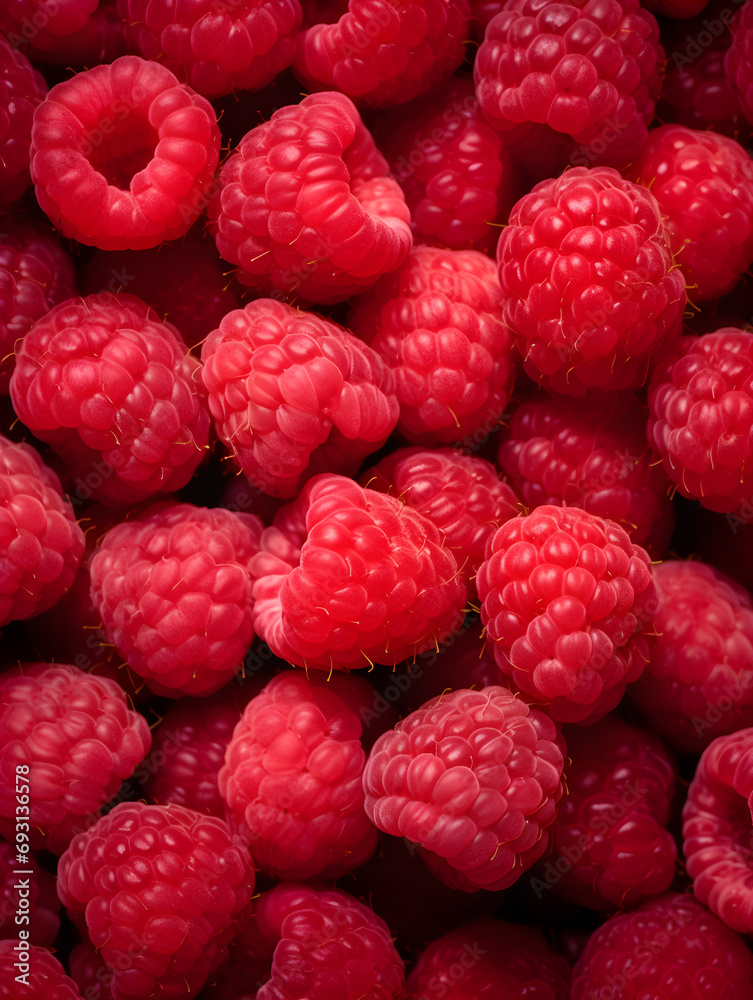 A visually stunning seamless background featuring lots of fresh raspberries. Generative AI A visually stunning seamless background featuring lots of fresh raspberries. Generative AI