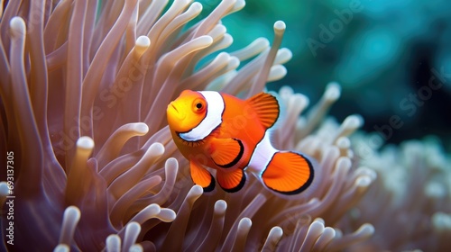 illustration of a clownfish next to a reef generative ai © Francheska