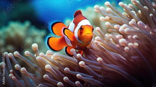 illustration of a clownfish next to a reef generative ai