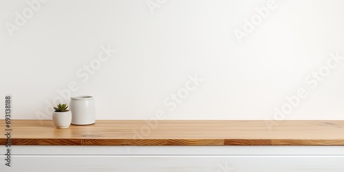White background  wooden table alone.