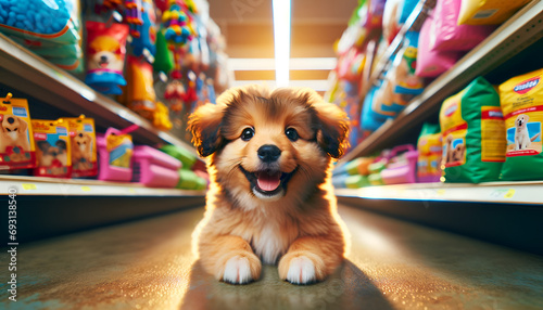 Cute Puppy in pet store 