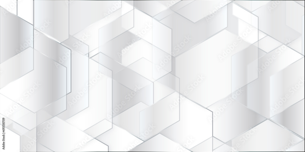 Obraz premium White and gray color technology modern background, white and gray polygon square pattern gradient vector backdrop, geometry triangle, square, diagonal lines pattern, gradient hexagon concept backdrop.