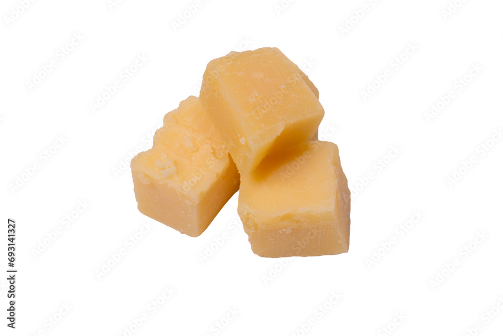 Cheese cubes isolated on a white background. Cheese cubes isolated on a white background.