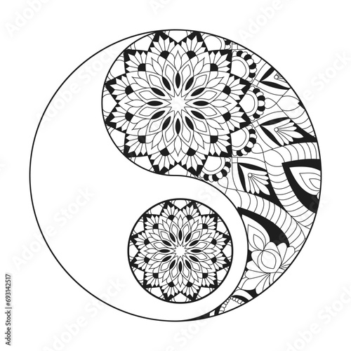 Creative taichi mandala coloring book page for kdp book interior