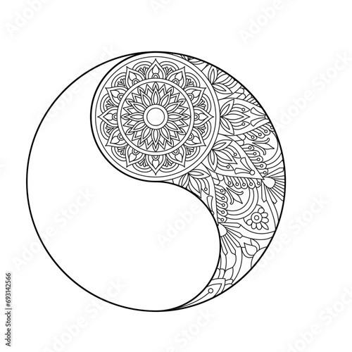 Taichi Mandala relaxation coloring book page for KDP book interior