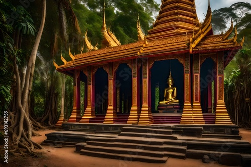 **ek phnom pagoda buddhist temple, battambang province, cambodia. photo