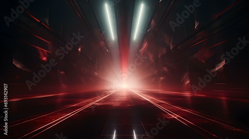 3D Render of Dark Red Light Rays. Abstract Background