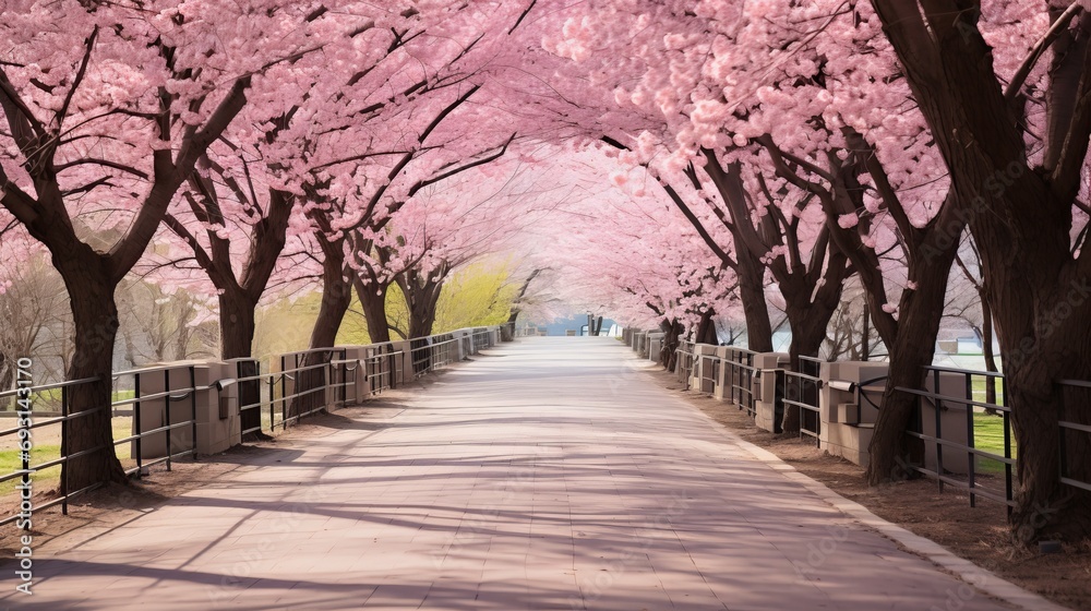 dazzling spring landscape  vibrant blooming flowers and lush greenery under bright natural light