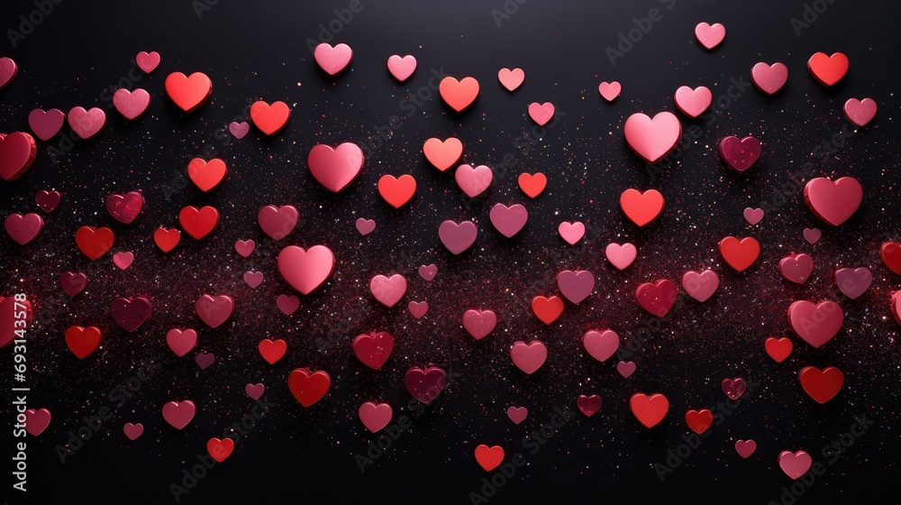 glittery red and pink hearts on a blackboard for a stunning Valentine's Day background. glittery red and pink hearts on a blackboard for a stunning Valentine's Day background.