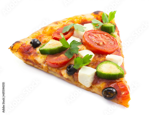 vegetarische pizza isoliert auf weißem Hintergrund, Freisteller