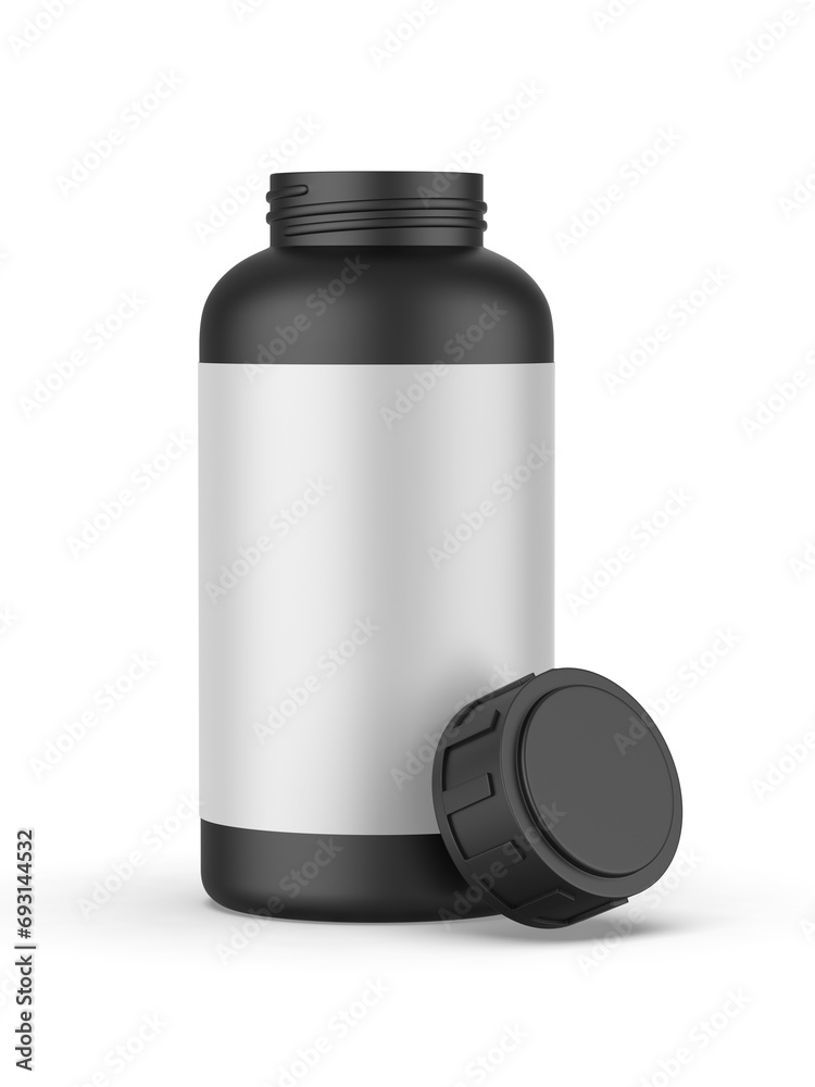 Blank pill container jar bottle template, 3d illustration.