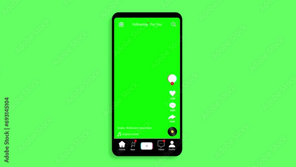 Social media template mobile interface, ui, app, web. Mobile interface. Background with vinyl disc and a lot of buttons. Verticalal animation on green background.