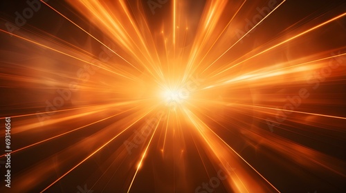 3D Render of Orange Light Rays. Abstract Background