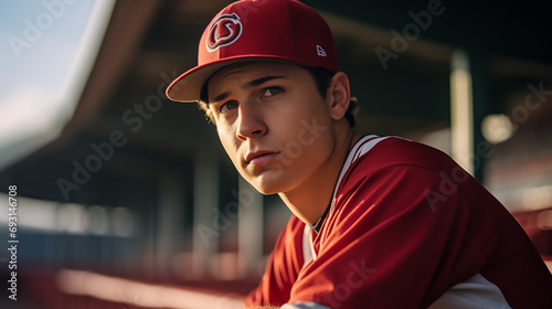 Player ready to play at a baseball game photo