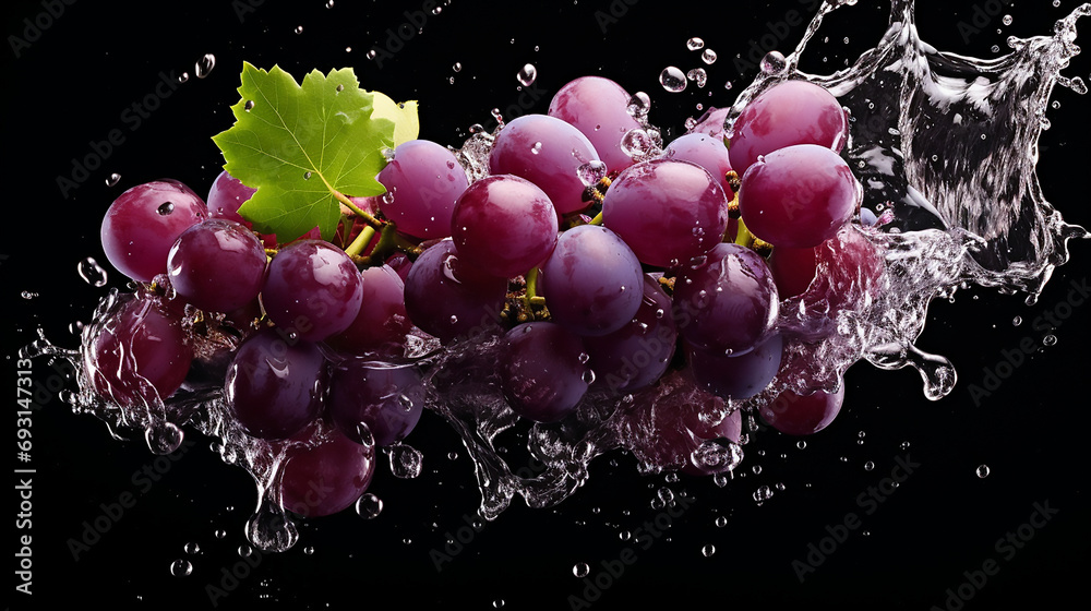 Water splash with red grapes, Food menu template Water splash with red grapes, Food menu template
