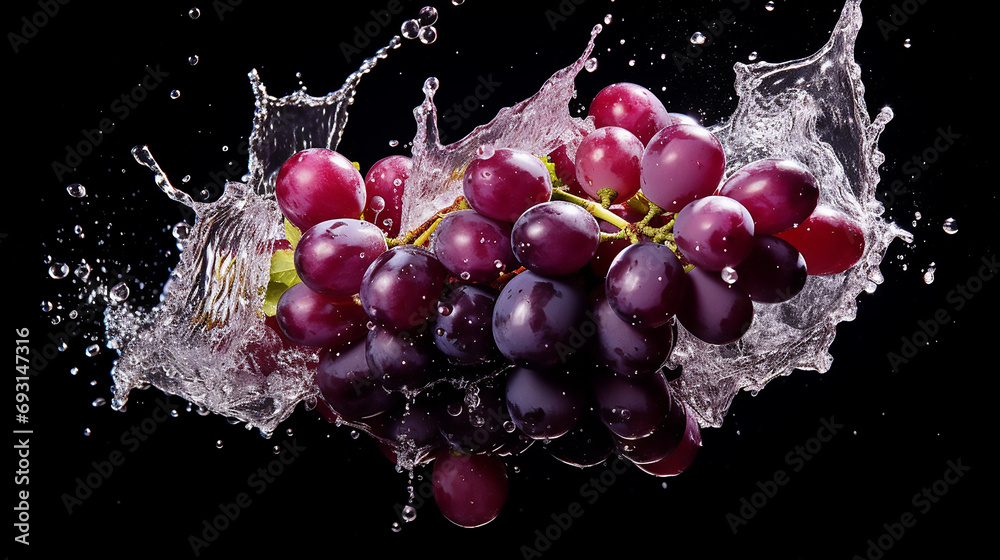 Water splash with red grapes, Food menu template Water splash with red grapes, Food menu template