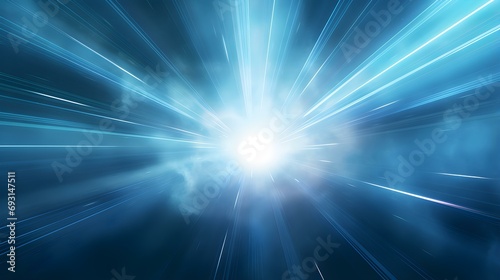 3D Render of Sky Blue Light Rays. Abstract Background photo