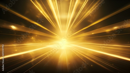 3D Render of Yellow Light Rays. Abstract Background