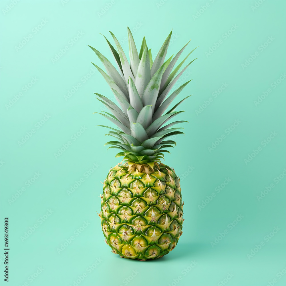 Pineapple on turquoise background. AI. Pineapple on turquoise background. AI.