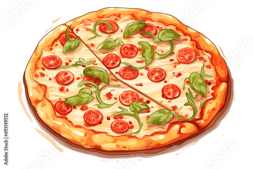 Drawing of a pizza on a transparent background. PNG