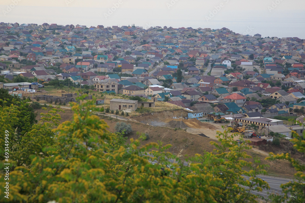 Top view of a small town, Izberbash, Dagestan.