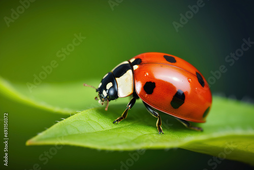 ladybug on leaf. Generative Ai © Shades3d