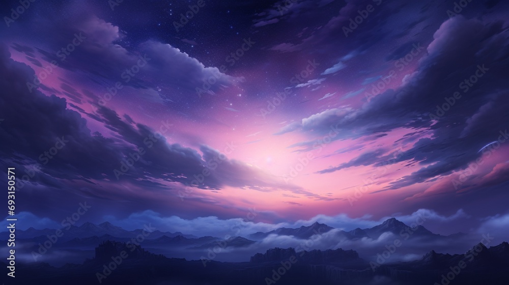 A twilight sky with streaks of pink and purple, gently fading into the darkness of the coming night.