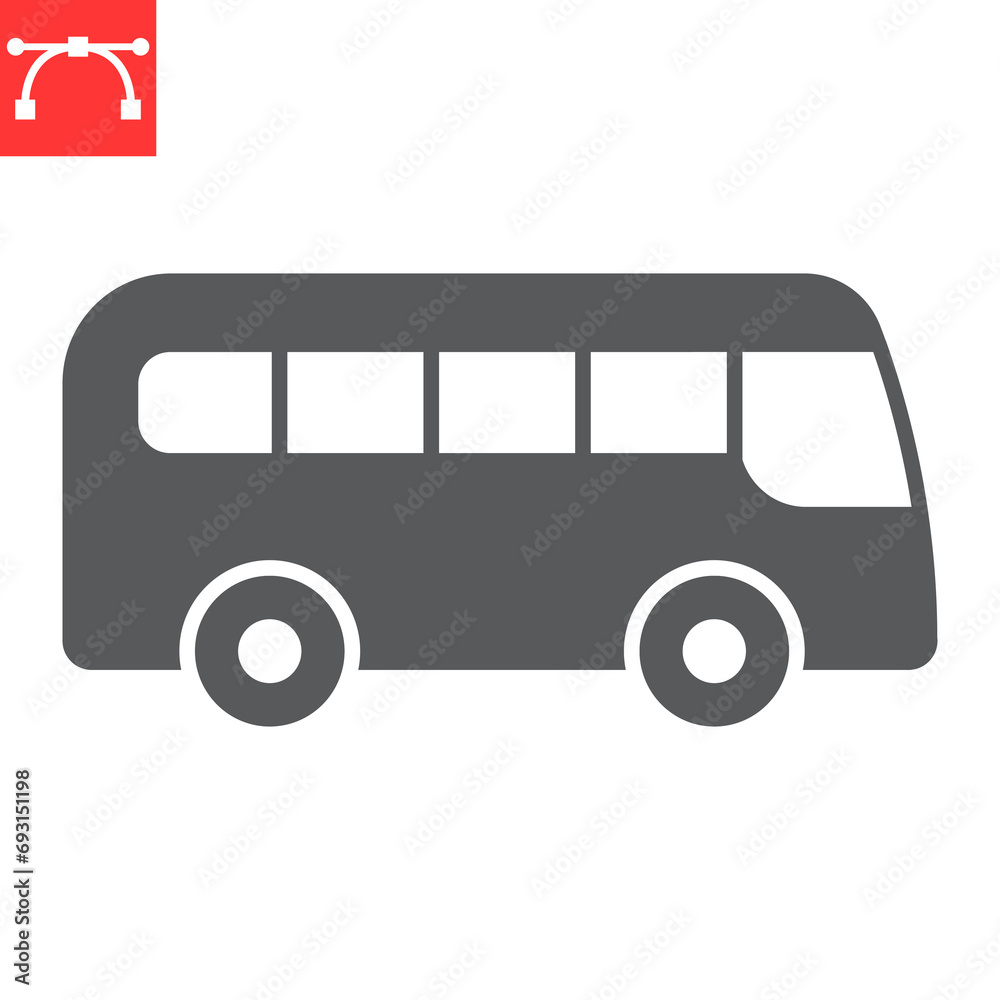Bus glyph icon, transportation and vehicle, passenger bus vector icon, vector graphics, editable stroke solid sign, eps 10.