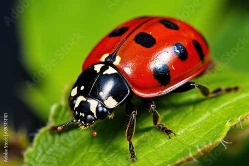 ladybug on leaf. Generative Ai