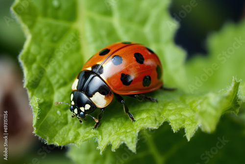 ladybug on leaf. Generative Ai © Shades3d
