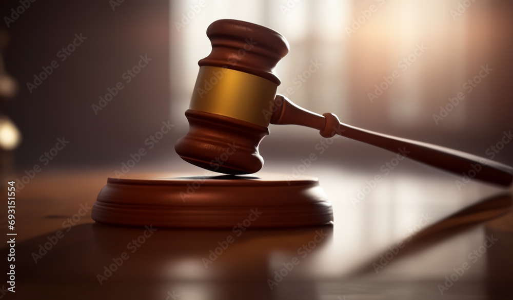 Judge hammer in courtroom. Justice in courthouse. Mallet of judge on law and legal right. Lawyer in courtroom. Judges decide and punishment. Sale, Sold on auction. Violation of law and Trial Process.